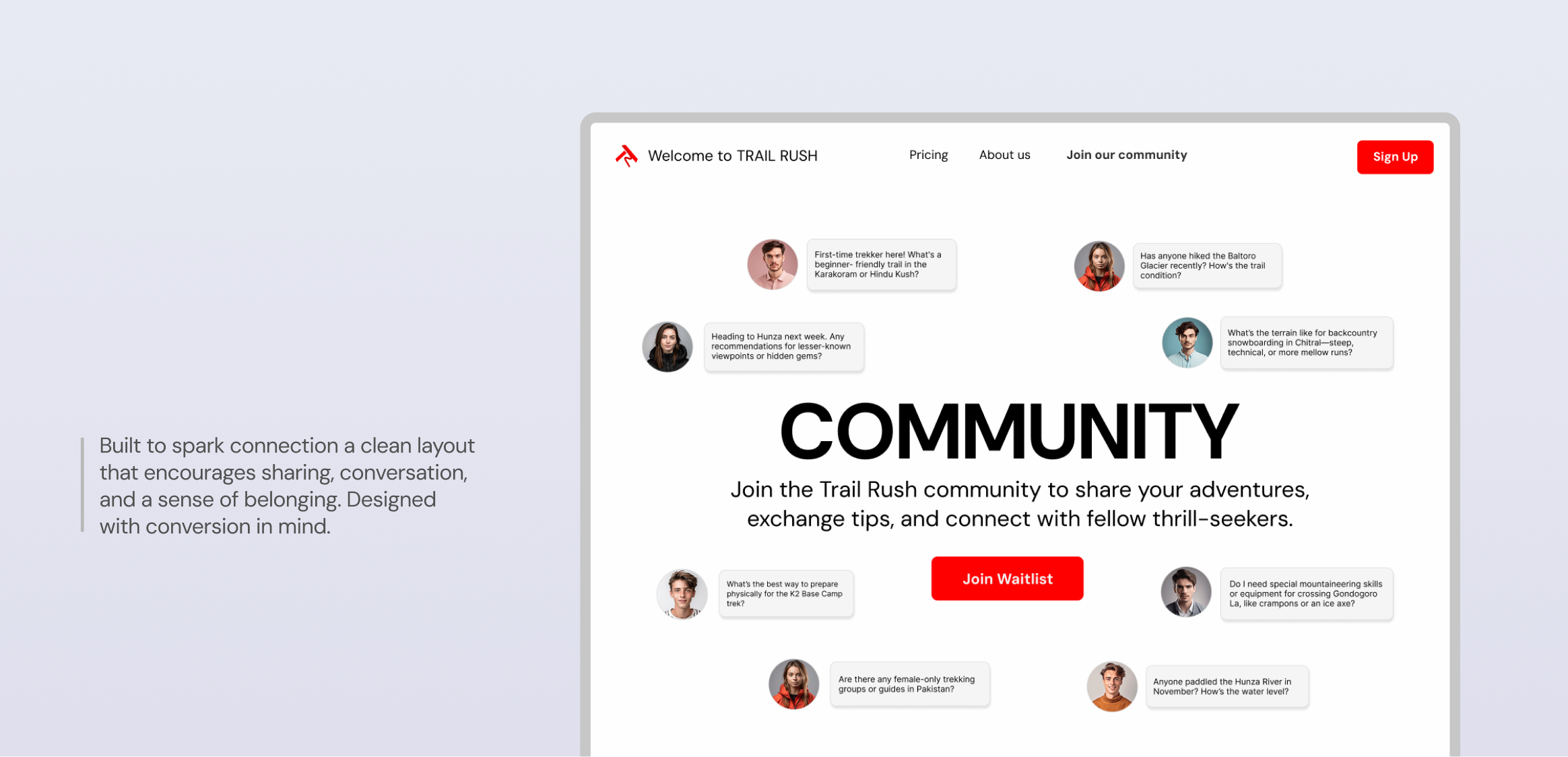 Trail Rush pop out windows